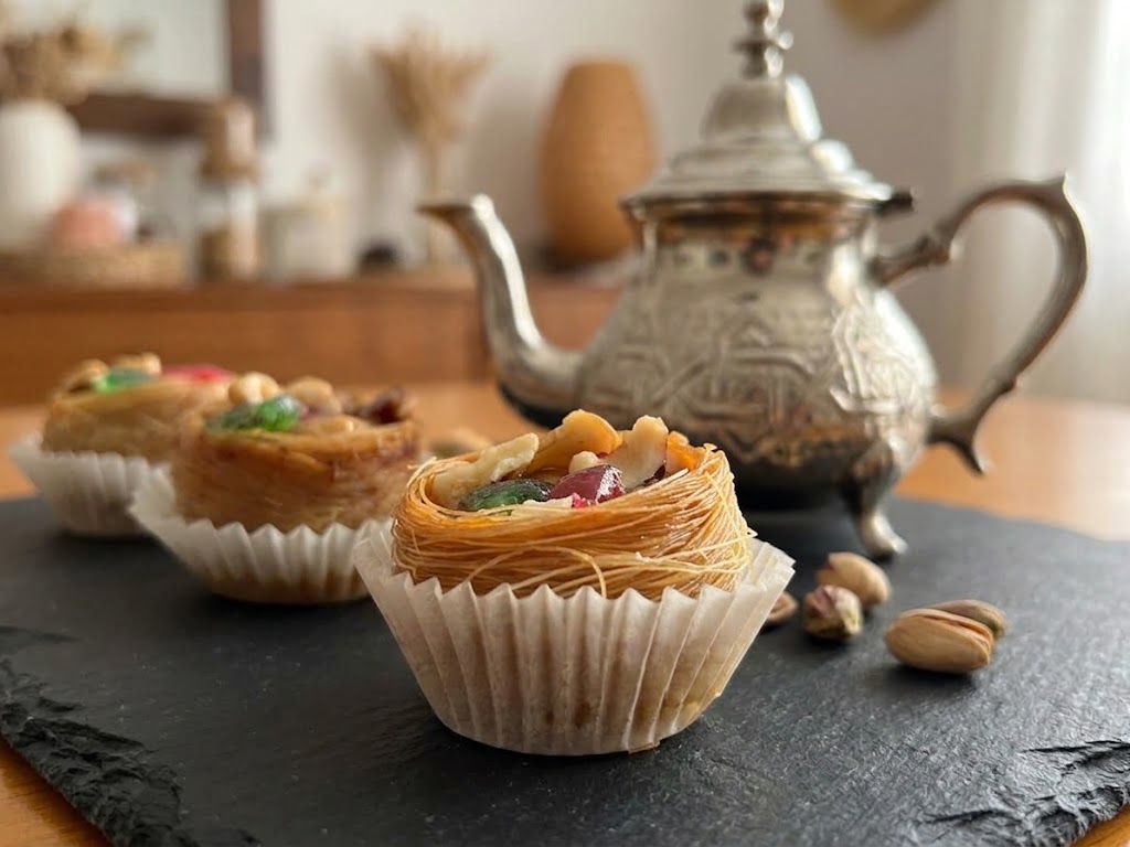 Nidos de frutos secos y fruta confitada